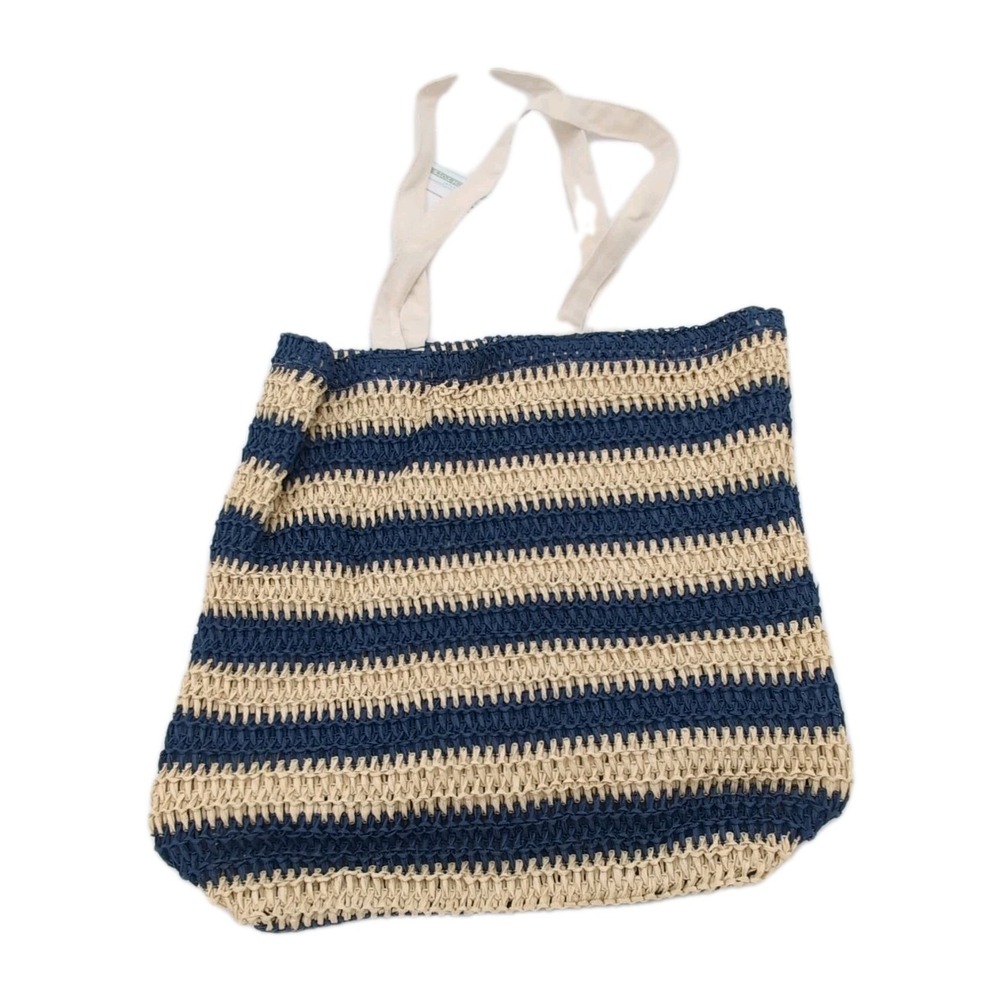Target  Large Beach Tote Bag Straw Purse Navy Stripe